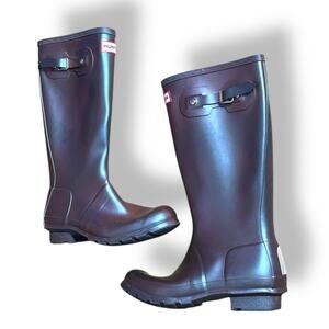 Hunter Original Tall Gloss Rain Boots Purple Iridescent Waterproof Women’s 5